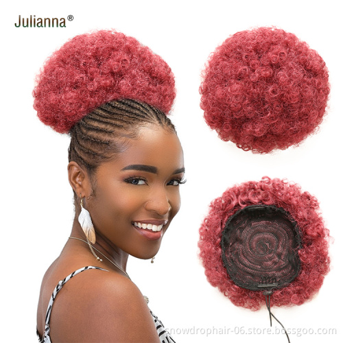 Julianna  Wrap Drawstring Hair Puff Chignon with Combs short afro kinky cheveux bun hair afro puff ponytail